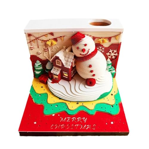 Weihnachten Mini 3D Notizblock 2025 Kalender Desktop Decor 3D Memo Pad Block Geburtstag Büros Notiz Geschenkpapier Notizen Roman von Generisch