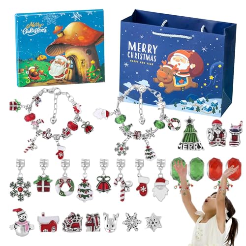 Weihnachts-Adventskalender,Adventskalender für Mädchen - Wiederverwendbarer Countdown-Kalender | Damen-Schmuck-Weihnachtsmann-Schmuckherstellungsset für Weihnachten, Geburtstag, Neujahr von Generisch