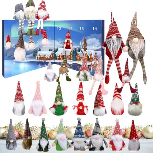 Weihnachts-Adventskalender 2024, 12/24 Stück Puppe Countdown Kalender, Weihnachtswichtel Sammlerstück Puppe Ornamente für Kinder Weihnachten Schlafzimmer von Generisch