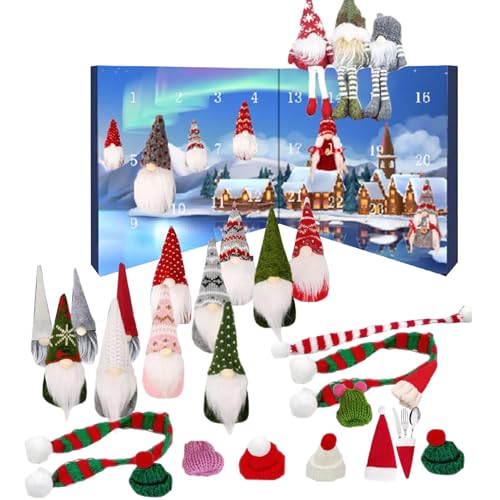 Weihnachts-Adventskalender 2024, 12/24 Stück Puppe Countdown Kalender, Weihnachtswichtel Sammlerstück Puppe Ornamente für Kinder Weihnachten Schlafzimmer von Generisch