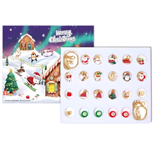 Weihnachts-Adventskalender-Armbänder, Adventskalender 2024 für Mädchen | 2024 Schmuckherstellungsset,Schmuckherstellungsset, Advents-Countdown-Kalender, 24-Tage-Adventskalender, Weihnachts-Adventskale von Generisch