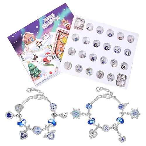 Weihnachts-Adventskalender-Armbänder 2024 für Mädchen, Weihnachts-Countdown-Armbandkalender | Weihnachts-Adventskalender 2024 Schmuckherstellungsset,Süßes Charm-Armband für Teenager-Mädchen, Ohrringe, von Generisch