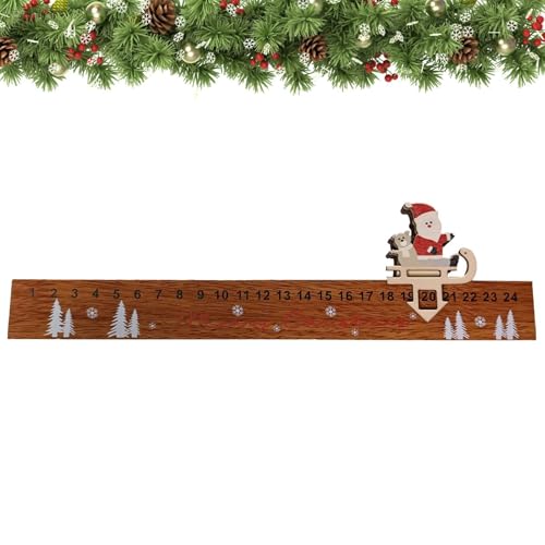 Weihnachts-Adventskalender aus Holz - Weihnachtsmann 24 Tage Adventskalender, Feiertagsdekorationen mit klassischen Weihnachtselementen für Ihr Zuhause von Generisch