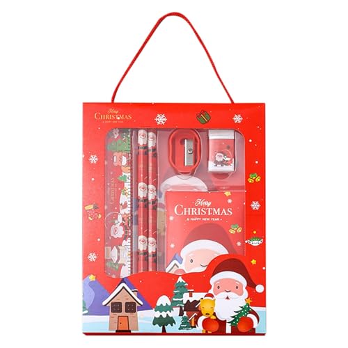 Weihnachts-Bleistift-Radiergummi-Set - 6er-Set Weihnachts-Briefpapier-Set,Mehrfarbige Weihnachtsgeschenke für die Schule, niedliche Schreibwaren für Weihnachten von Generisch