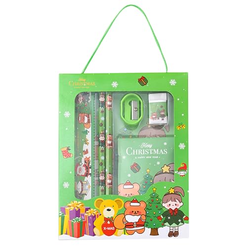 Weihnachts-Briefpapier-Sets für Kinder,Weihnachts-Schul-Briefpapier-Set, 6er-Set sicheres Weihnachtsbriefpapier-Set, Mehrfarbige Weihnachtsgeschenke für die Schule, niedliche Schreibwaren für Weihnach von Generisch