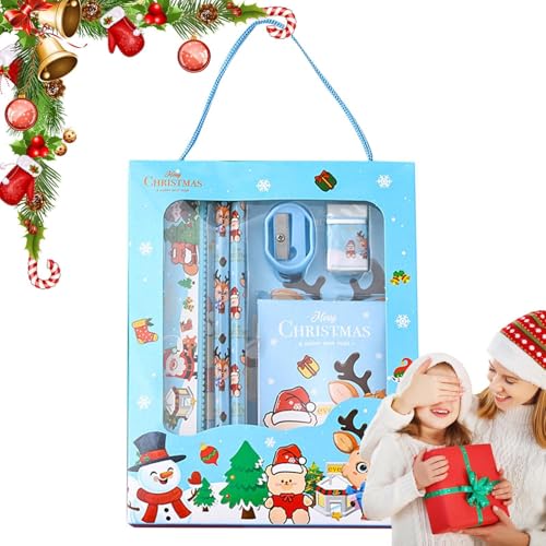 Weihnachts-Briefpapier-Sets für Kinder,Weihnachts-Schul-Briefpapier-Set,6er-Set sicheres Weihnachtsbriefpapier-Set - Festliche Schreibwaren in mehreren Farben, niedliche Weihnachtsgeschenke für die Sc von Generisch