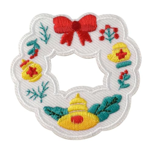 Weihnachts-Bügelflicken, zum Aufbügeln für Weihnachten, frostiger Winterurlaub, bestickte Aufkleber-Patches, Winter-Aufnäher, Stoffabzeichen-Set für Kleidung, Rucksäcke, Dekor (E 1 Stück) von Generisch