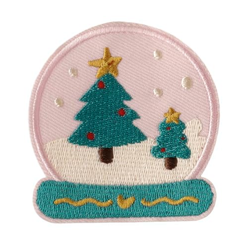 Weihnachts-Bügelflicken, zum Aufbügeln für Weihnachten, frostiger Winterurlaub, bestickte Aufkleber-Patches, Winter-Aufnäher, Stoffabzeichen-Set für Kleidung, Rucksäcke, Dekoration (C, 1 Stück) von Generisch