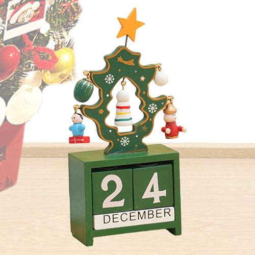 Weihnachts-Countdown-Blöcke,Weihnachts-Countdown-Kalenderblöcke | Holz-Adventskalender Countdown-Blöcke,Stabiler Countdown-Kalender, Weihnachtsdekoration für Schrank, Werkbank von Generisch