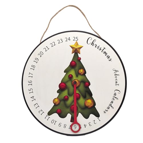 Weihnachts-Countdown-Kalenderschild – Holz-Türschild Weihnachts-Countdown | Wand-Weihnachts-Countdown-Kalender | Countdown-Ornament Wandschild Holzkalender | Winterferien-Szene Requisiten Baum-Mount von Generisch