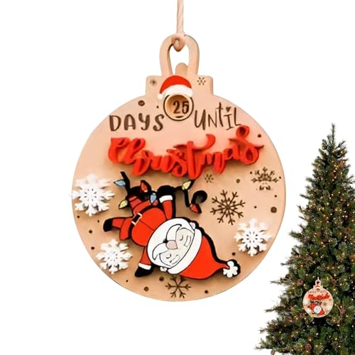 Weihnachts-Countdown-Ornamente,Countdown-Weihnachtsbaumschmuck,Rotierende Countdown-Christbaumschmuck aus Holz - Weihnachtsmann-Weihnachtsbaumschmuck für Teenager, Frauen von Generisch