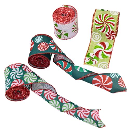 Weihnachts-Geschenkband, Weihnachtsband mit Draht,4 Rollen saisonale Dekorationsstreifen für Girlanden | Weihnachtsband zum Basteln, Weihnachtsschleifen, Weihnachtsbäume, Schachtelverpackung, Garten von Generisch