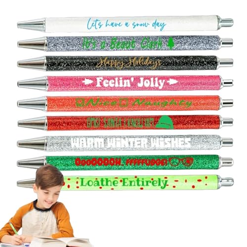 Weihnachts-Kugelschreiber, ausgefallene Stifte für Frauen | Ausgefallener Stift mit Weihnachtsmotiv - Glitzernde, lustige Kugelschreiber, niedliche Stifte, glitzernde Glitzerstifte für Büro, Schule, W von Generisch