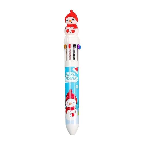 Weihnachts-Kugelschreiber, mehrfarbiger Stift mit Weihnachtsmuster-Aufsatz, einziehbarer Weihnachts-Kugelschreiber, 10-in-1 mehrfarbiger Stift für Weihnachtsstrumpffüller, Weihnachtsfeier, von Generisch