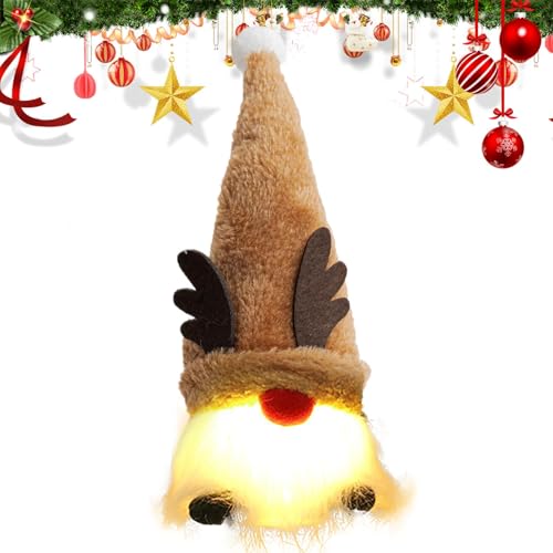 Weihnachts-LED-Puppenanhänger, Weihnachtsdekorationspuppe mit Lichtern | Plüsch LED gesichtslose Weihnachtspuppen Anhänger Puppen,Niedliche, leuchtende Weihnachtsornamente mit roter Nase für Kamin und von Generisch