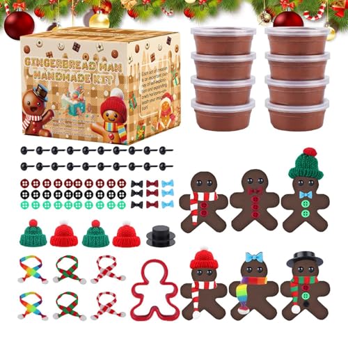 Weihnachts-Lebkuchen-Bastelarbeiten, Lebkuchenmann-Bastelarbeiten, Christbaumschmuck Bastelset aus Ton, Lebkuchenornament, Kunst- und Bastelaktivitäten, luftgetrocknete Modelliermasse für Winterpartys von Generisch