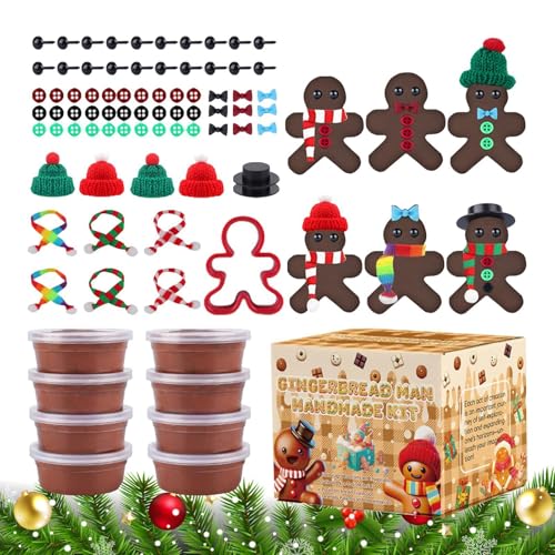 Weihnachts-Lebkuchen-Bastelarbeiten, Lebkuchenmann-Bastelarbeiten - Lebkuchenmann-Baumschmuck | Lebkuchenornament, Kunst- und Bastelaktivitäten, luftgetrocknete Modelliermasse für Winterpartys von Generisch