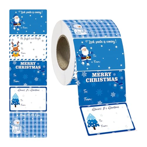 Weihnachts-Namensschilder, 400 x Weihnachtsgeschenk-Etiketten, selbstklebende Namensschilder, Dekorationen, Geschenkanhänger, Aufkleber, 7,5 x 5 cm, für Partytüten, Karten, Umschläge von Generisch