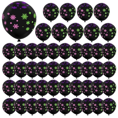 Weihnachts-Neon-Luftballons,Weihnachts-Fluoreszierende Luftballons | 12 Zoll fluoreszierende Luftballons Latex 50 Stück Neonballons - Schneeflocken-Leuchtballons, Schwarzlicht-Elch-Weihnachtsdekoratio von Generisch