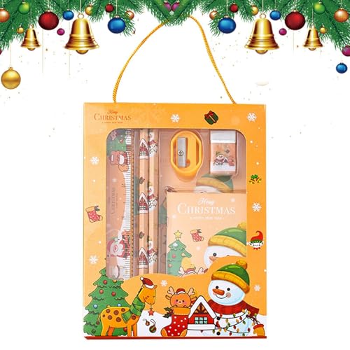 Weihnachts-Radiergummi-Set, Weihnachts-Schreibwaren-Set für die Schule,6er-Set sicheres Weihnachtsbriefpapier-Set | Festliche Schreibwaren in mehreren Farben, niedliche Weihnachtsgeschenke für die Sch von Generisch