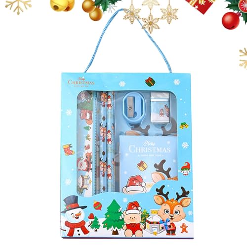 Weihnachts-Schreibwaren-Set für die Schule, Weihnachts-Schreibwaren-Sets für Kinder,6er-Set Weihnachts-Briefpapier-Set | Festliche Schreibwaren in mehreren Farben, niedliche Weihnachtsgeschenke für di von Generisch