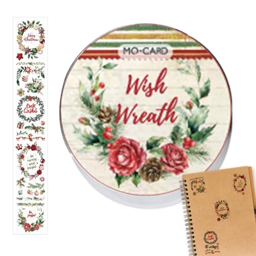 Weihnachts-Scrapbooking-Klebeband – dekoratives Verpackungsband, Weihnachtsthema | Wasserdichtes Klebeband mit Weihnachtsmustern | Weihnachts-Vintage-Klebeband für Tagebuch, Sammelalbum, Geschenkverpa von Generisch