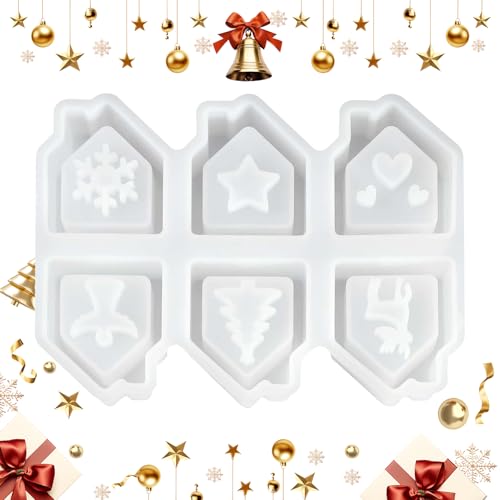 Weihnachts-Silikonformen – Hausform, Kerzengießform, 6 Mulden, antihaftbeschichtet, Urlaubs-Bastelbedarf für Ornamente, Dekoration, Mädchen, Einweihungsfeier, Geburtstag, Anfänger, Epoxidharz Weihnachts-Silikonformen – Hausform, Kerzengießform, 6 Mulden, antihaftbeschichtet, Urlaubs-Bastelbedarf für Ornamente, Dekoration, Mädchen, Einweihungsfeier, Geburtstag, Anfänger, Epoxidharz von Generisch