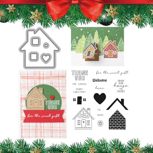 Weihnachts-Stanzformen und Stempel, Weihnachtshaus-Stanzformen,Weihnachtshaus-Prägestempel - Prägewerkzeug, Stanzteile für die Kartenherstellung, Album, Papier, Scrapbooking von Generisch