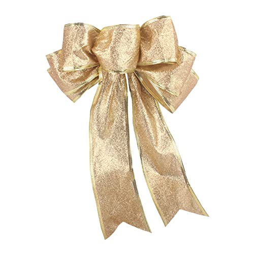 Weihnachtsanhänger Multicolor Shiny Glitter Christmas Bow Ribbon Christbaumschmuck Anhänger Christmas Bow Hängender Blumentopf Balkon (Gold, One Size) von Generisch