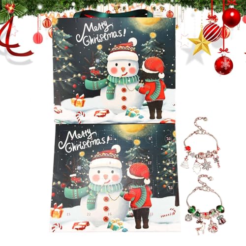 Weihnachtsarmband-Adventskalender, Weihnachts-Adventskalender-Armbänder 2024 für Mädchen, Schmuckherstellungsset, Charm-Armbänder für Mädchen mit 24-Tage-Countdown-Kalender von Generisch