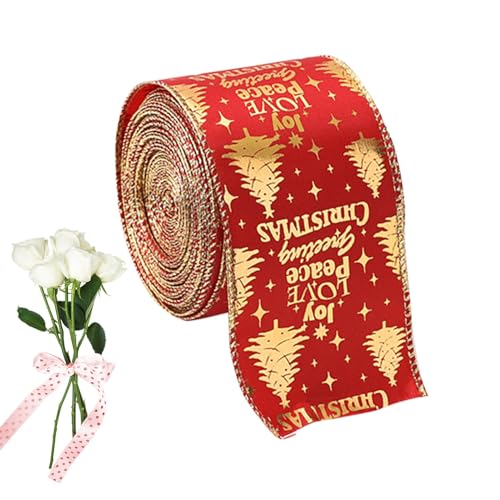 Weihnachtsband,Rotes Glitzerband,2,5-Zoll-Weihnachtsband mit Draht zum Verpacken - 2,2 Yards durchsichtiges Samtband aus rotem Organza, Weihnachtsband mit Draht zum Verpacken, für Bäume, Kränze, Kunst von Generisch