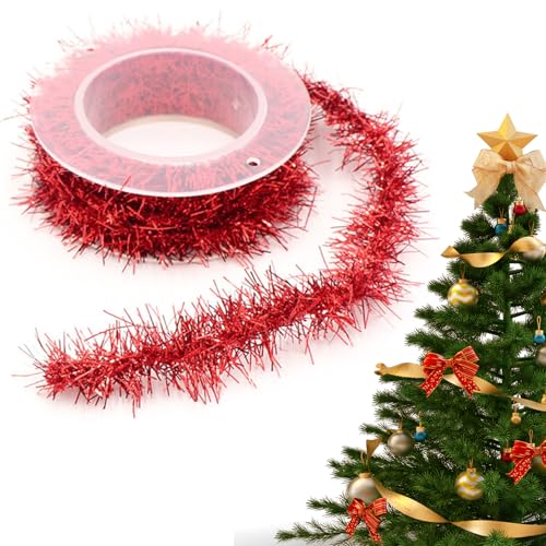 Weihnachtsband – Weihnachtsbaumband, Drahtband, 3 m Glitzer-Weihnachtsband, 3 dekorative Bänder, Geschenkband für Kranz, Basteln, Weihnachten von Generisch