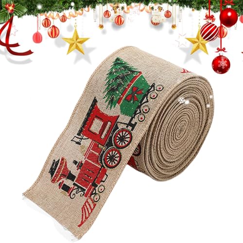 Weihnachtsband – Weihnachtsbaumband | Weihnachtsband mit Draht | Urlaub Streamer Wrapping Wired Ribbon | Dekorative Schleife Zubehör Draht Rand Band Dekorative Geschenkband Bauernhaus von Generisch