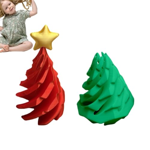 Weihnachtsbaum-Spiralkegel, Durchgangsskulptur | 3D-gedruckter Fidget Toys Impossible Christmas Tree,Spiralkegel-Zappelspielzeug, rot-grüner Unendlichkeits-Spiralbaum, lustige Tischdekoration für Weih von Generisch