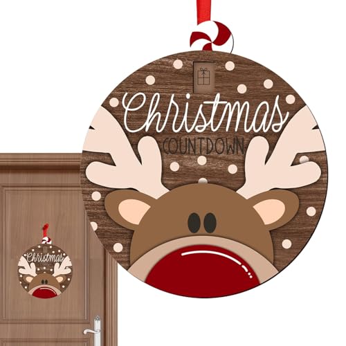 Weihnachtsbaumanhänger aus Holz, verschiebbarer Countdown-Weihnachtsschmuck | Holz-Countdown-Kalender-Anhänger | Weihnachtselement-Dekorationswerkzeug für Bücherregal, Kamin, Fenster, Wand, Schrank von Generisch