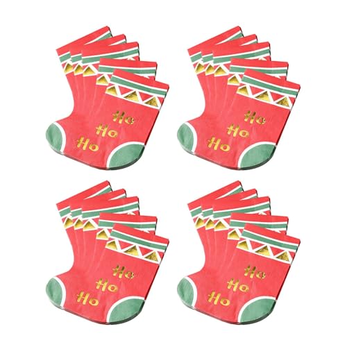 Weihnachtsdeko-Servietten,Weihnachts-Cocktailservietten - 2 Lagen Socken Weihnachtsservietten | 20 Blatt weihnachtlich bedruckte Servietten, Weihnachtsservietten für Tischdekorationen von Generisch