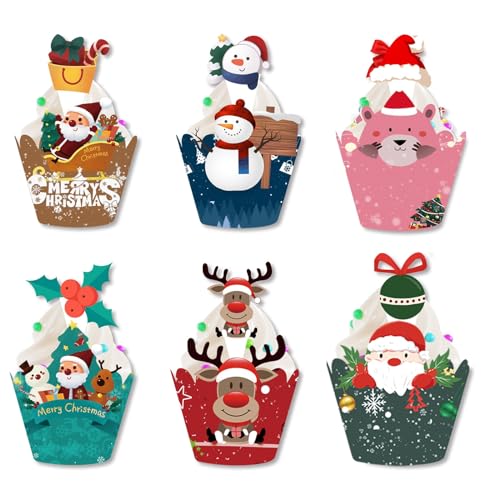 Weihnachtsdekoration, Verkaufsausverkauf, Outdoor, Weihnachten, Cupcake-Topper, Partyzubehör/Gastgeschenke – Schneemann/Weihnachtsmann/Elfe für Weihnachtsdekoration von Generisch