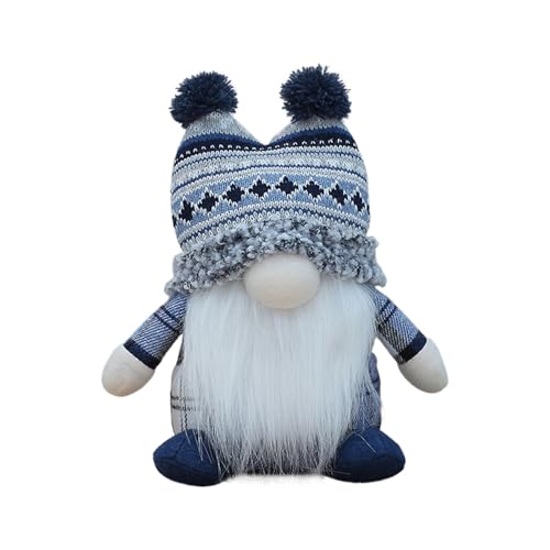 Weihnachtsdekoration, blauer Strickstoff, Bart-Zwergpuppe, Rudolph, dekorative Ornamente für Weihnachten, Partyzubehör, Heimdekoration, Blau von Generisch