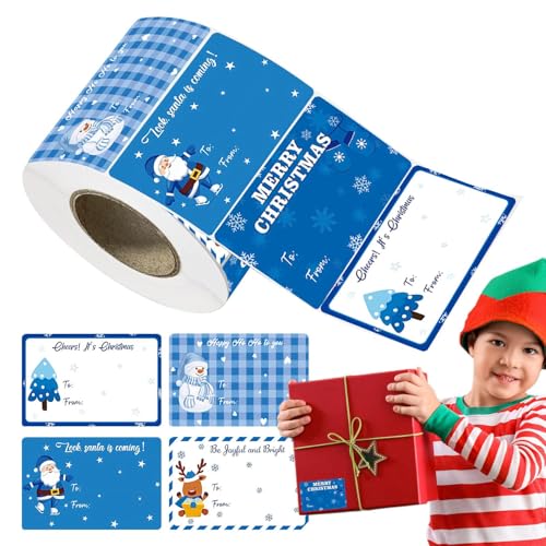 Weihnachtsetiketten Aufkleber | 400 x Weihnachtsgeschenk-Etiketten – selbstklebende Bastelpapier-Aufkleber, Organisationsetiketten, Aufkleber 7,5 x 5 cm, für Urlaub, Schulbedarf von Generisch