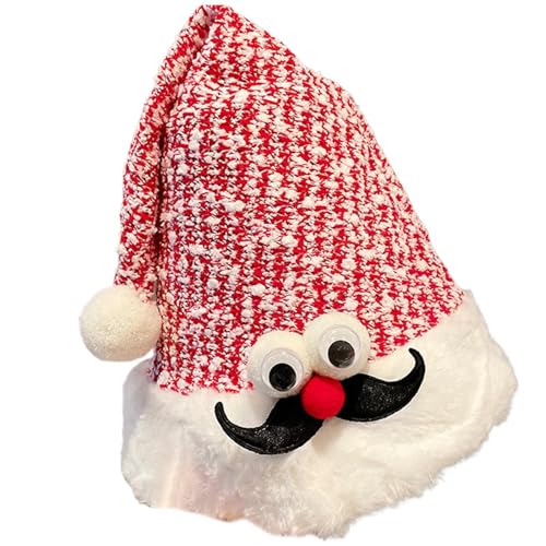 Weihnachtsmütze Erwachsene,Weihnachtsmannmütze, Niedliche Weihnachtsmütze mit Pailletten, rote Weihnachtsmütze, Unisex-Weihnachtsstoff mit Hirschgeweih, Weihnachtsdekoration für Erwachsene und Kinder von Generisch