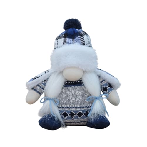 Weihnachtsschmuck 2024 Weihnachten Neu Blau Strickstoff Bartzwerg Puppe Puppe Rudolph Dekorative Ornamente Weihnachtsschmuck Party Ornamente von Generisch