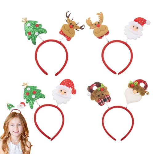 Weihnachtsstirnband Damen, Mädchen Weihnachtsstirnband - 4X süße Weihnachts-Haarband-Boppers-Partyhüte,Weihnachts-Stirnband, Weihnachtskostüm, Stirnbänder, Party, Cosplay, Jahresurlaub, Fotos, Stiefel von Generisch