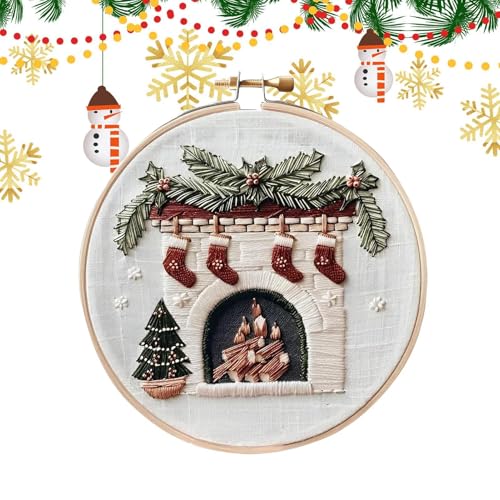 Weihnachtsstrumpf Stickset, Weihnachtsstrümpfe Serie Kits, Erwachsene Kinder Handgemachte Weihnachtssticksets für Anfänger von Generisch