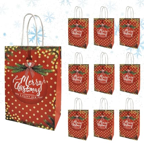 Weihnachtstaschen - Große Weihnachts-Tragetaschen | 10 Stück Goodie Bags Sorgen Für Weihnachtsstimmung, Können Jederzeit- Wiederverwendet Werden, Griffdesign Für Weihnachtsgeschenkdekoration, Cand von Generisch