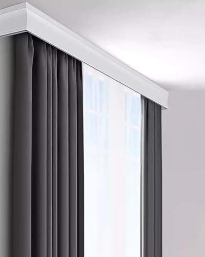 Weiße Vorhangschiene Wand-Palmetbox mit Doppelschienen, 3-in-1-Vorhangschienenhalterung für Erkerfenster, robuste Raumteilerstangen für vielseitigen Einsatz, 1 m - 5 m Weiße Vorhangschiene Wand-Palmetbox mit Doppelschienen, 3-in-1-Vorhangschienenhalterung für Erkerfenster, robuste Raumteilerstangen für vielseitigen Einsatz, 1 m - 5 m von Generisch