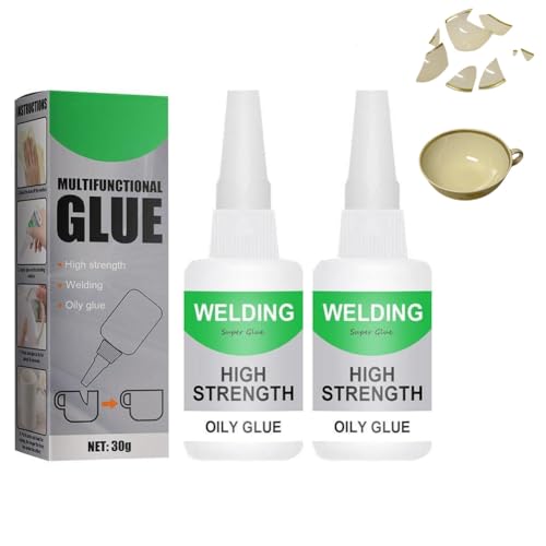 Welding High-strength Oily Glue, Schweißen Hochfester Ölkleber, Sekundenkleber Extra Stark, Wasserdichter Super Kleber Schuhkleber, für Holz Kunststoff Metall Keramik Leder Harz (2, 30g) von Generisch