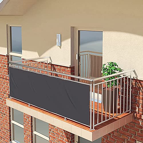 Wetterbeständiges Windschutznetz für Balkon, 1 x 9 m, für Hof, Rasen, Pergola, Terrassendielen, Pool, Dunkelgrau, hohe Sichtbarkeit und leicht zu reinigen von Generisch