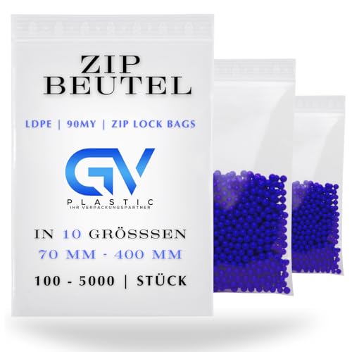 Wiederverschließbare Druckverschlussbeutel LDPE - Transparente, Luftdichte Zip-Beutel - Zipper baggy, Plastikbeutel in Verschiedenen Größen 100-5000 Stück extra stark 90 mµ Polybeutel (100, 100x150) von Generisch