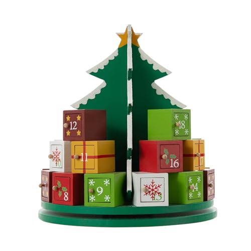 Wiederverwendbarer Adventskalender Weihnachten Kinder DIY weihnachtliche Holz Dekoration,Christmas Wooden Advent Calendar Tree With 24 Drawers For Adults Kids Christmas Countdown Decoration von Generisch