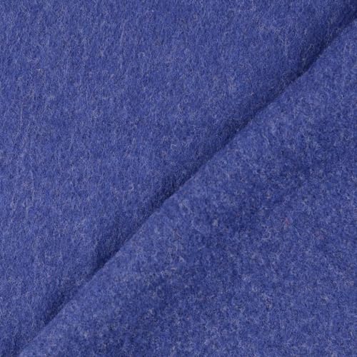 Wollfleece Meterware uni & meliert - Wollstoff Mantelstoff - Wollpullover nähen, weiche Wolle Stoff - 100% Schurwolle/Wolle *Ab 50cm, Farbe: 007 d.blau mel. von Generisch